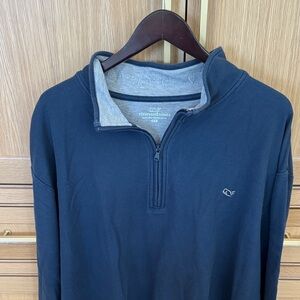 Vineyard Vines Black Quarter-Zip Pullover with Gray Collar